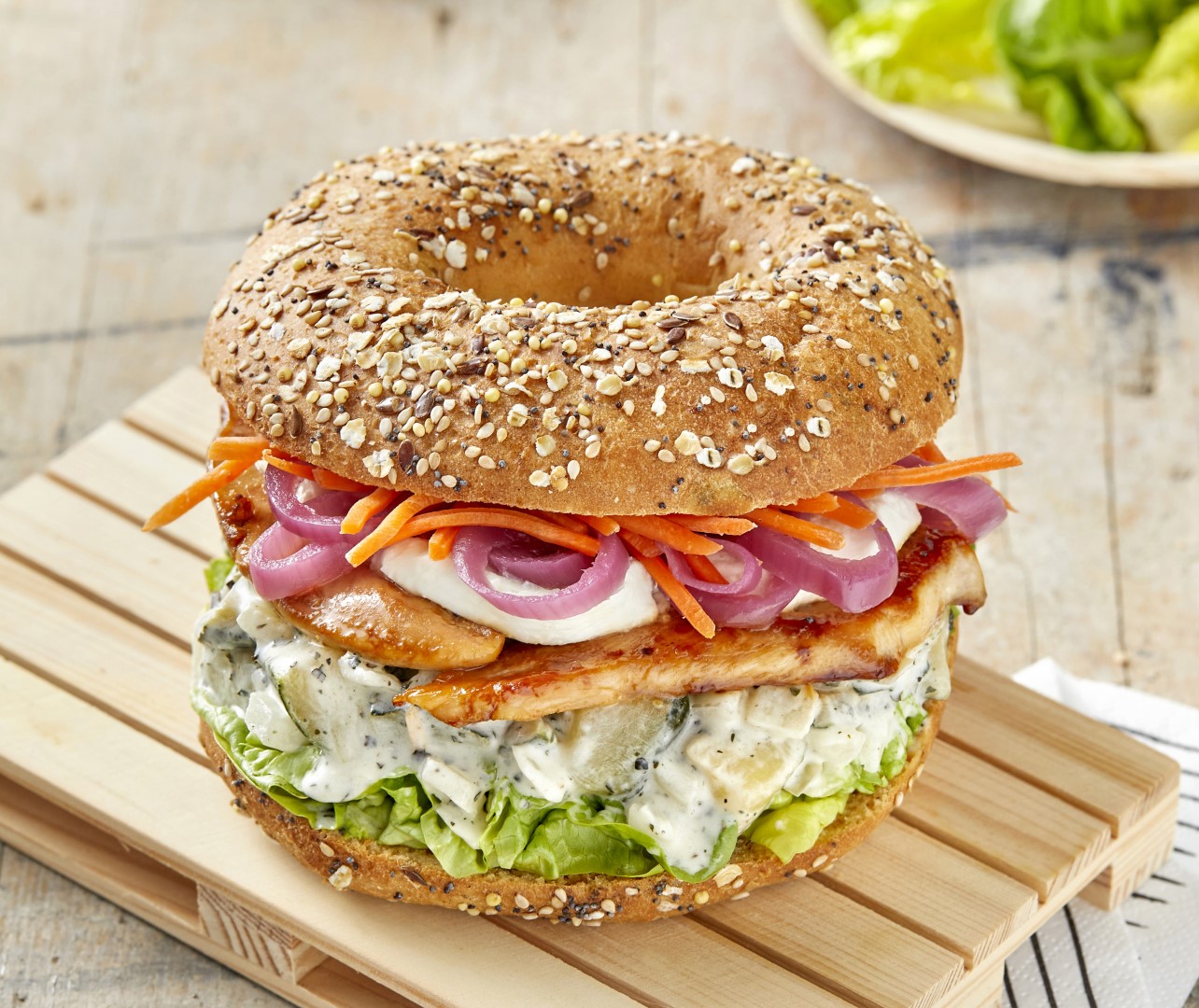 Bagel-poulet-melange-crudites Bagel-poulet-melange-crudites